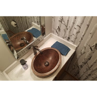17" Compact Oval Skirted Vessel Hammered Copper Sink alt 0