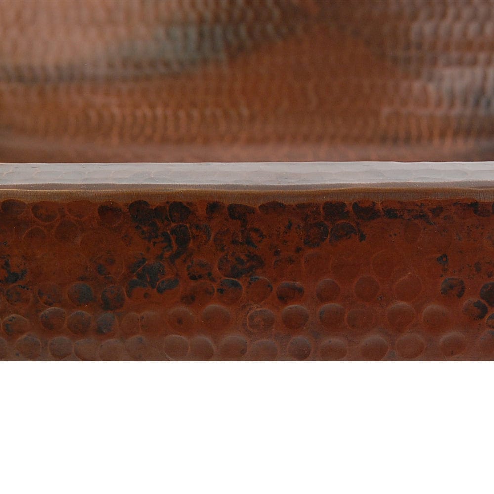 19" Rectangle Skirted Vessel Hammered Copper Sink alt 0