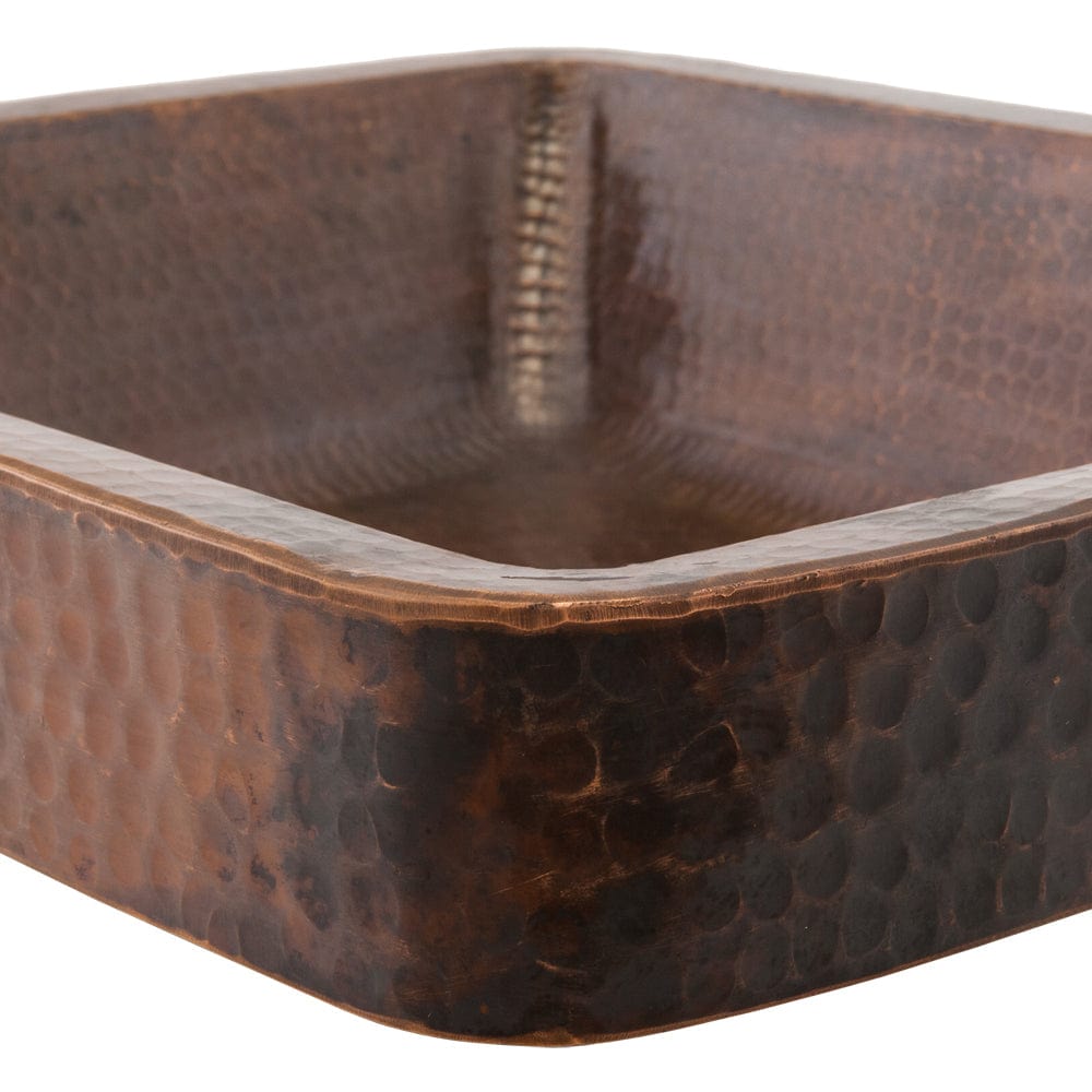 19" Rectangle Skirted Vessel Hammered Copper Sink alt 0