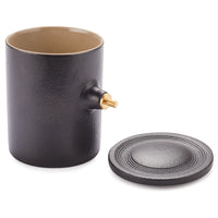 Ceramic Coffee Mug Turning Kit w/ Ceramic Lid - 12 oz - Black and Tan alt 0
