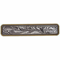 Small Engraved Flower Pull, Old Silver/Gold alt 0