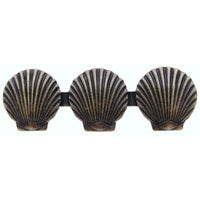 Triple Scallop Seashell Pull, Brass Oxide alt 0