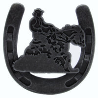 Riding Cowboy Horseshoe Knob, Pewter Oxide alt 0