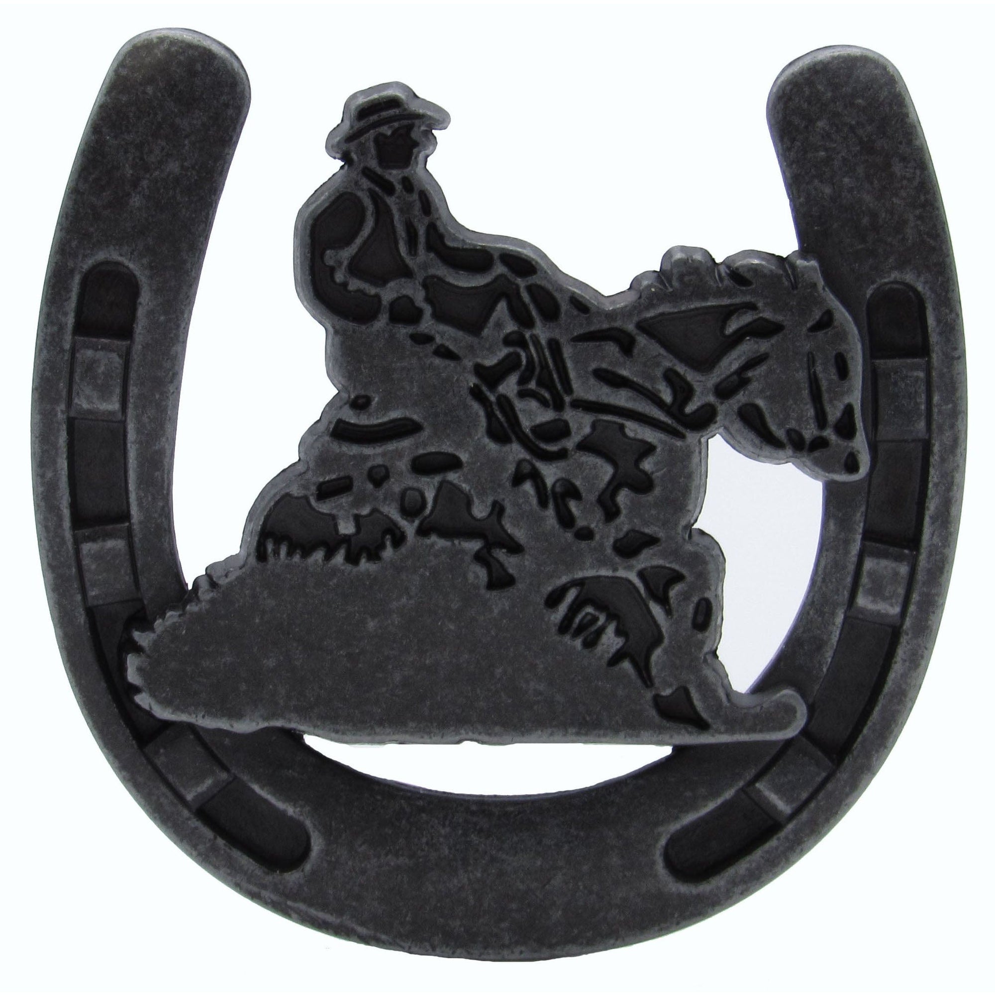 Riding Cowboy Horseshoe Knob, Pewter Oxide alt 0