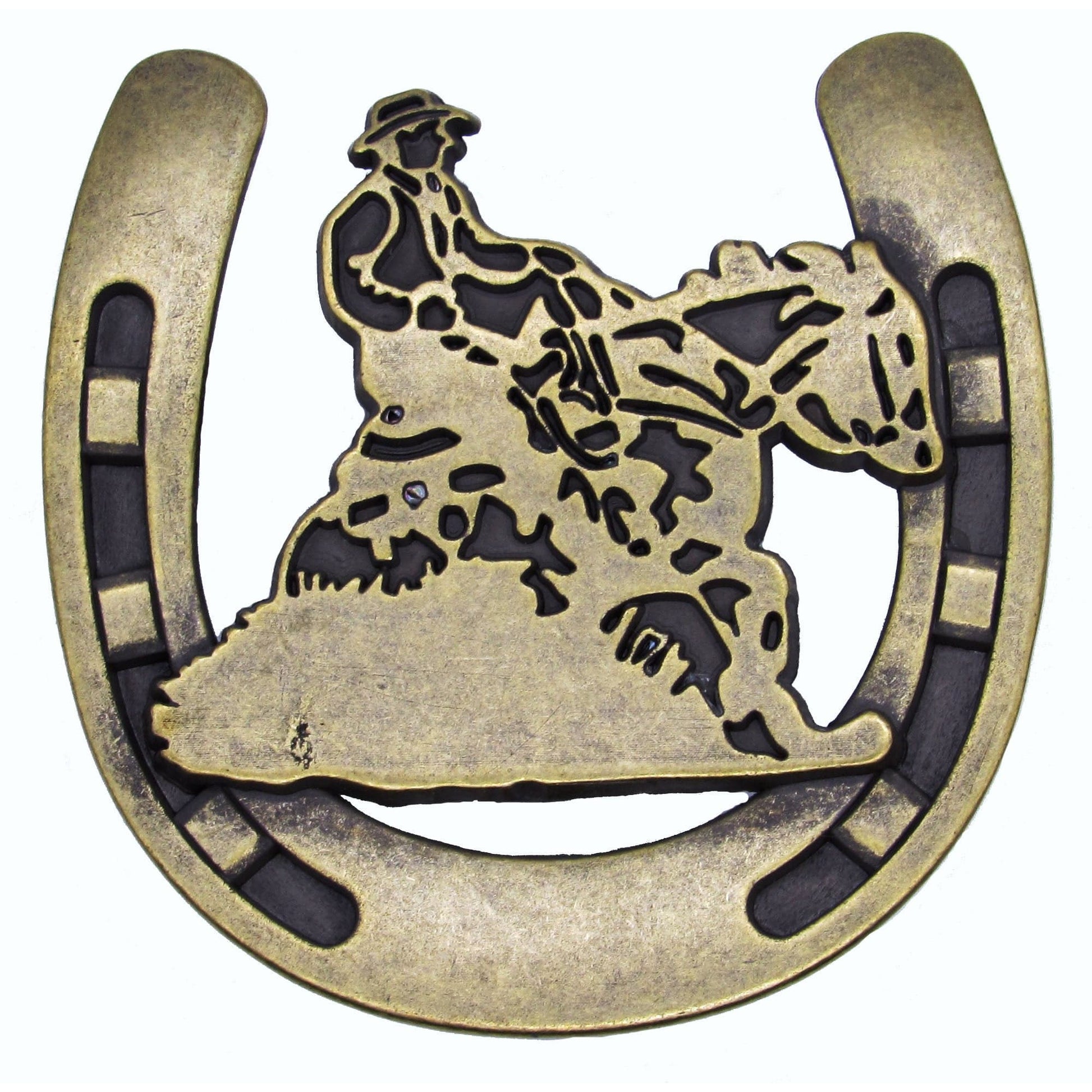 Riding Cowboy Horseshoe Knob, Brass Oxide alt 0