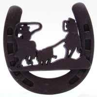 Cowboys Roping Calf Horseshoe Knob, Rust Brown alt 0