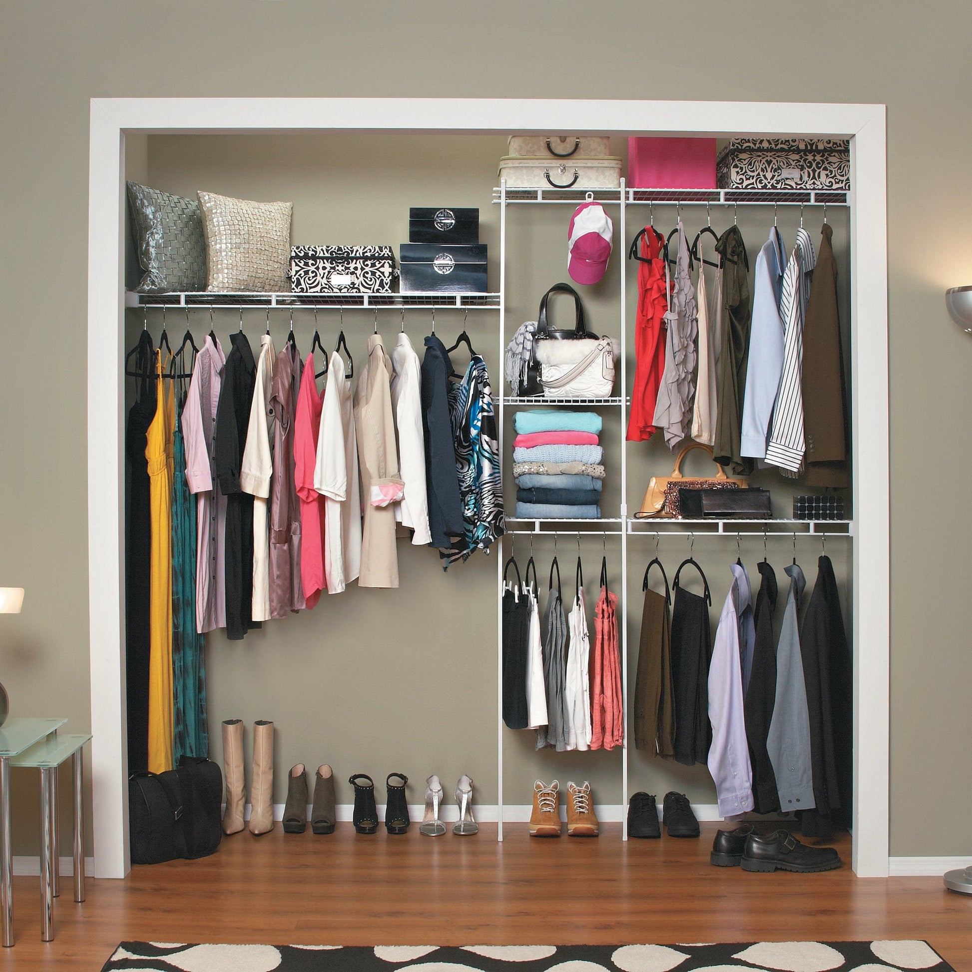 Closet Organizer Kit 5' - 8' W Fixed Mount, White alt 0