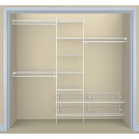 SuperSlide Closet Organizer Kit with Shoe Shelf 5' - 8' W Fixed Mount, White alt 0