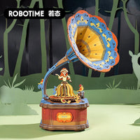 Vintage Gramophone Wooden Model Music Box Kit alt 0