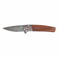Wildcat - Damascus and Rosewood Folder Knife, Damascus Stainless Steel 2-7/8" Blade alt 0