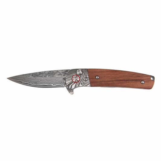 Wildcat - Damascus and Rosewood Folder Knife, Damascus Stainless Steel 2-7/8" Blade alt 0