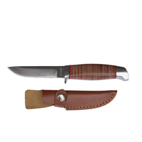 TK Retro - Stacked Leather Fixed Blade Knife, Stainless Steel 3-1/2" Blade alt 0