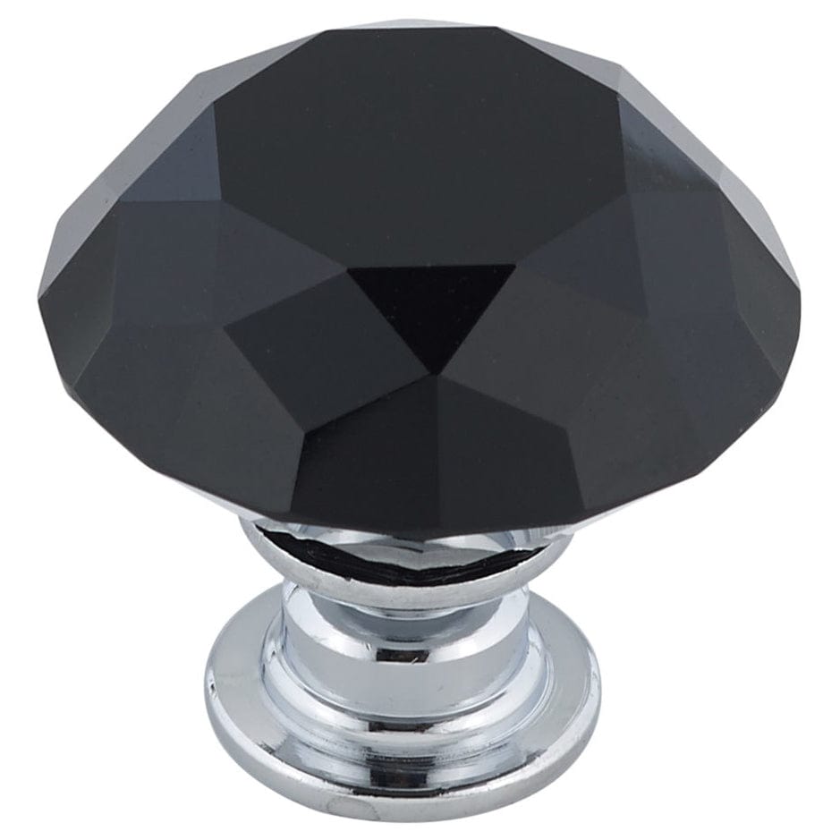 Contemporary Knob, 1-3/16" D, Chrome, Black alt 0
