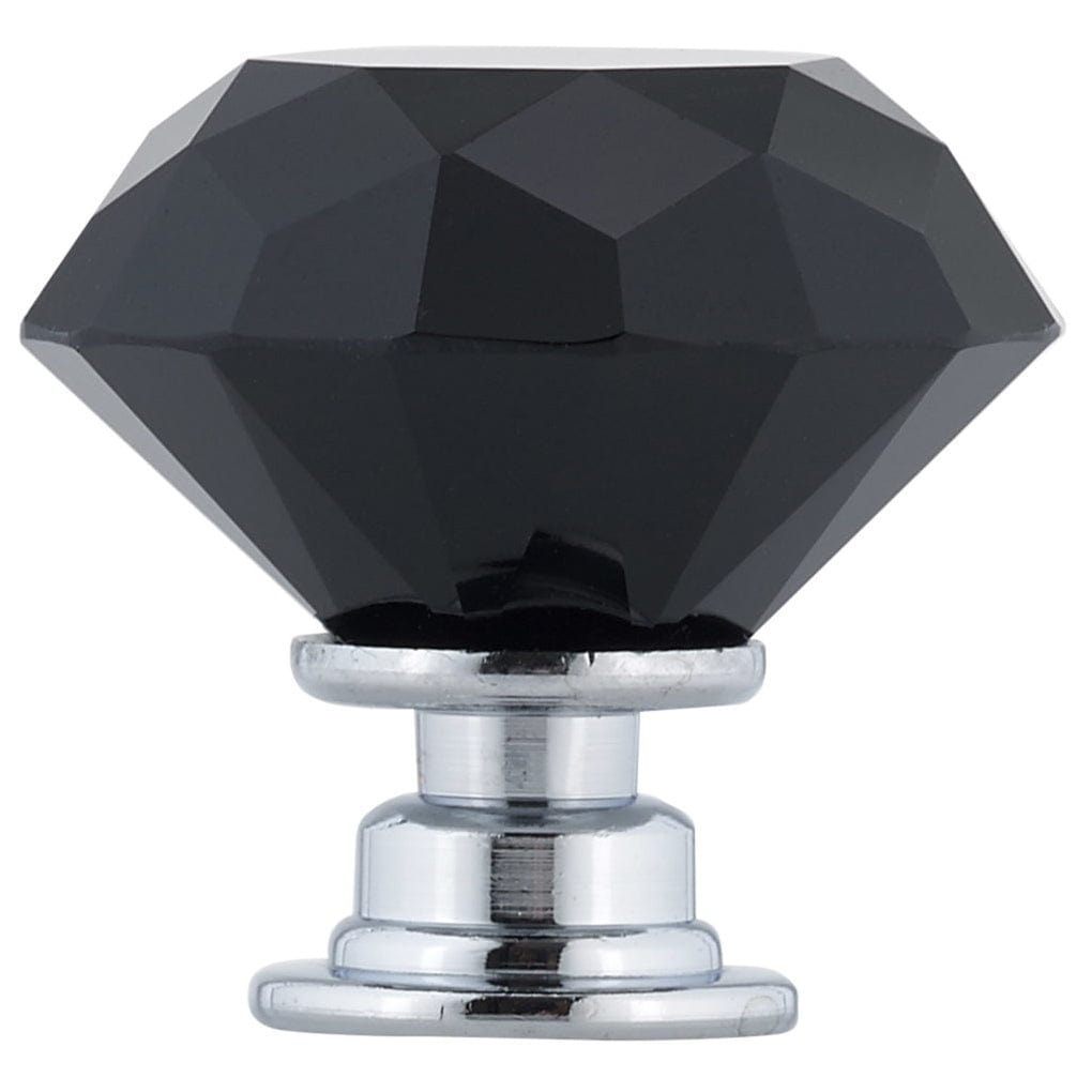 Contemporary Knob, 1-3/16" D, Chrome, Black alt 0