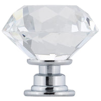 Contemporary Knob, 1-3/16" D, Chrome, Clear alt 0