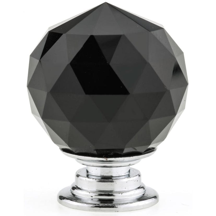 Contemporary Knob, 1-3/16" D, Chrome, Black alt 0