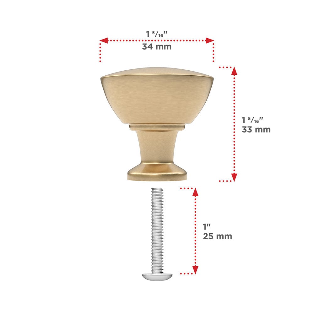 Contemporary Knob, 1-5/16" D, Champagne Bronze