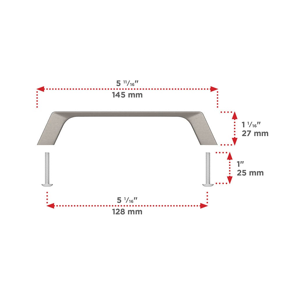Contemporary Pull, 5-1/16" Center-to-Center, Brushed Nickel