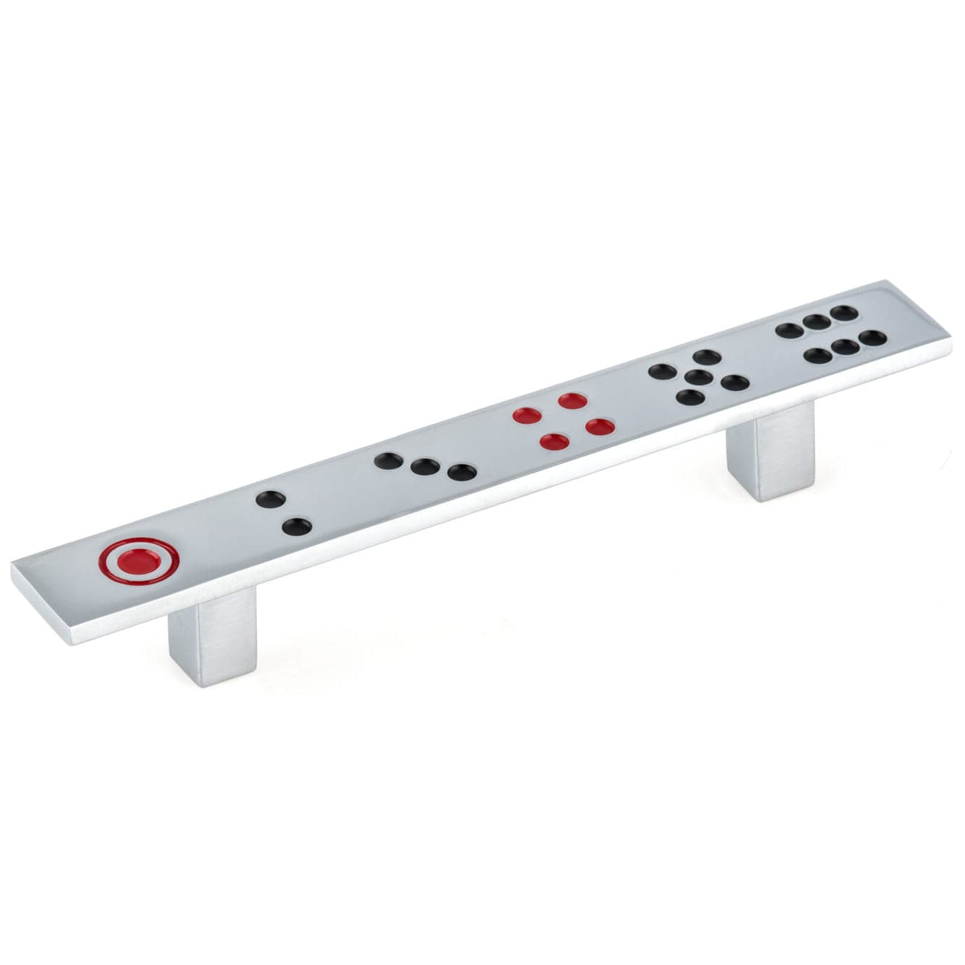 Eclectic Pull, 3-3/4" Center-to-Center, Chrome, Dice Pattern alt 0