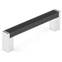 Contemporary Pull, 3-3/4" Center-to-Center, Chrome, Matte Black alt 0