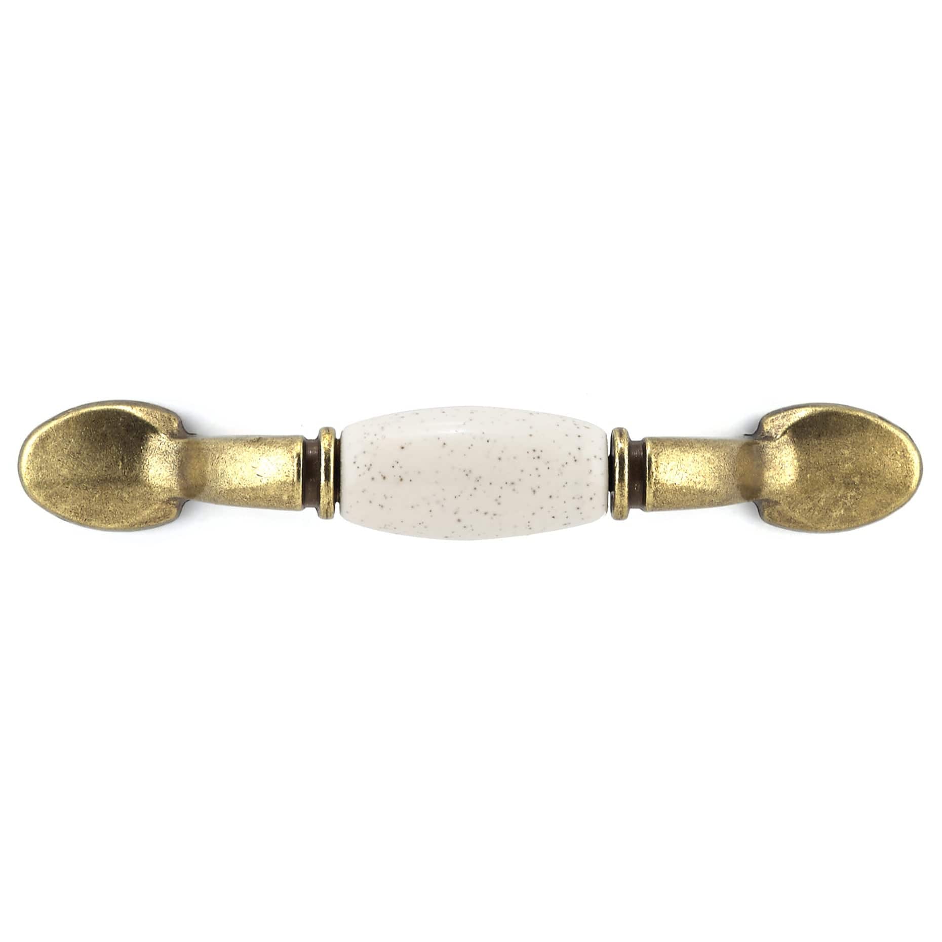 Traditional Pull, 3" Center-to-Center, Oatmeal, Burnished Brass alt 0