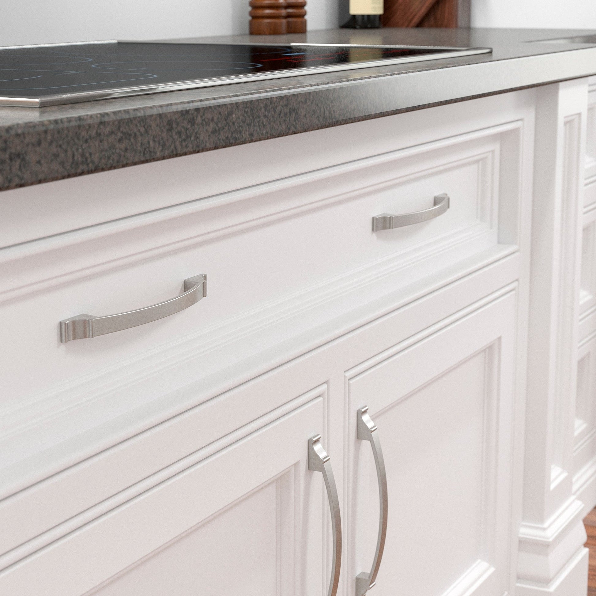 Traditional Pull, 7-9/16" Center-to-Center, Brushed Nickel alt 0