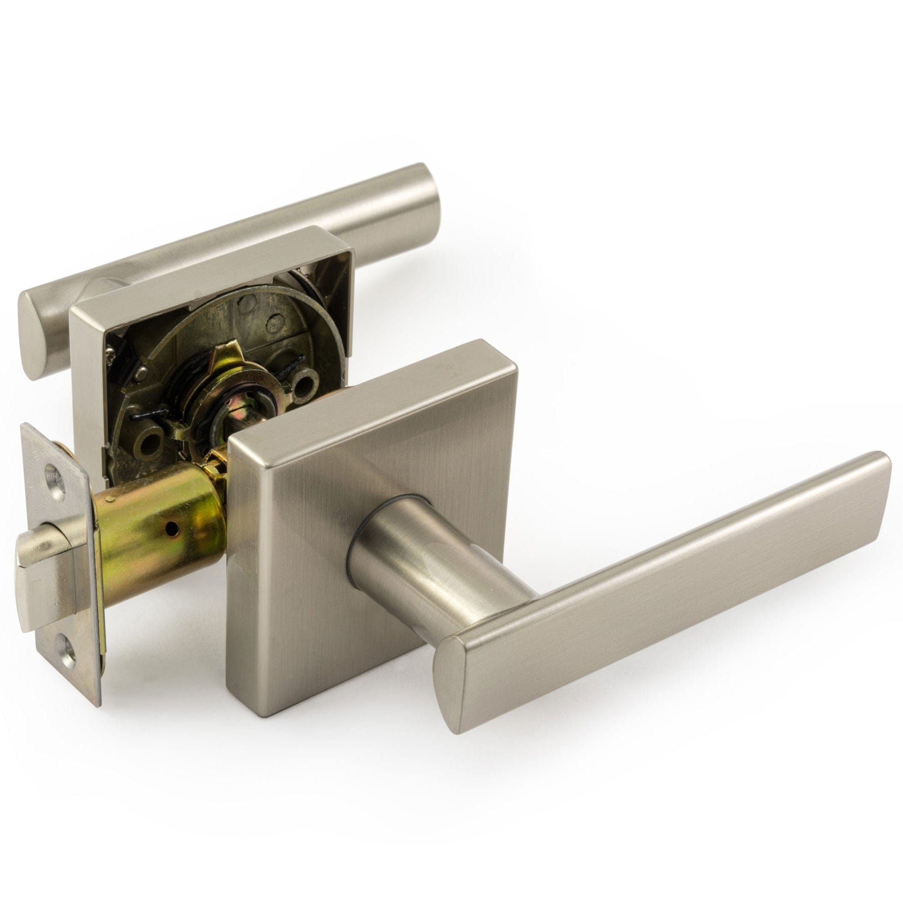 Tuxedo Series Straight Levers Satin Nickel Left or Right Passage alt 0