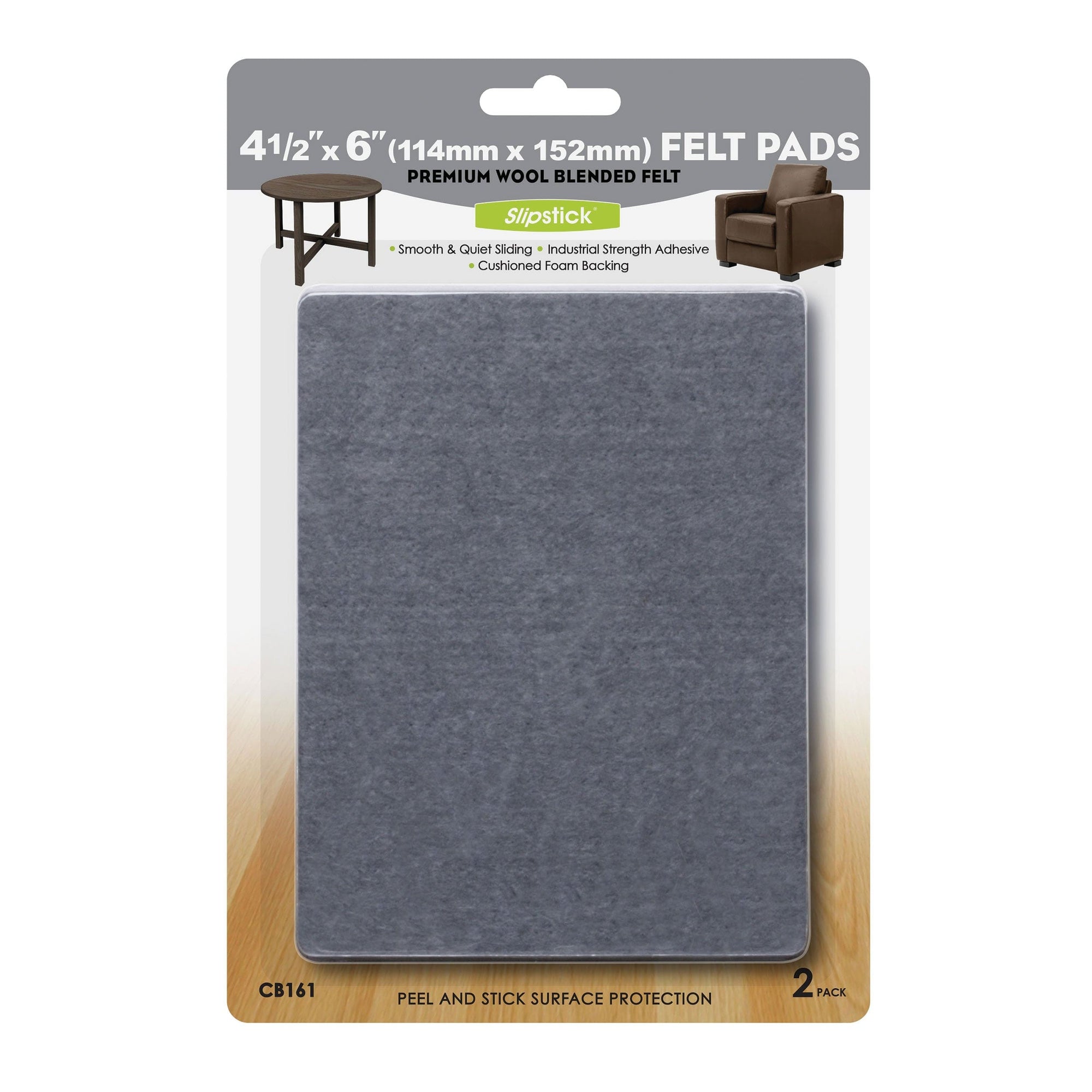 4-1/2" x 6" Heavy-Duty Self-Stick Felt Pad - Pair alt 0