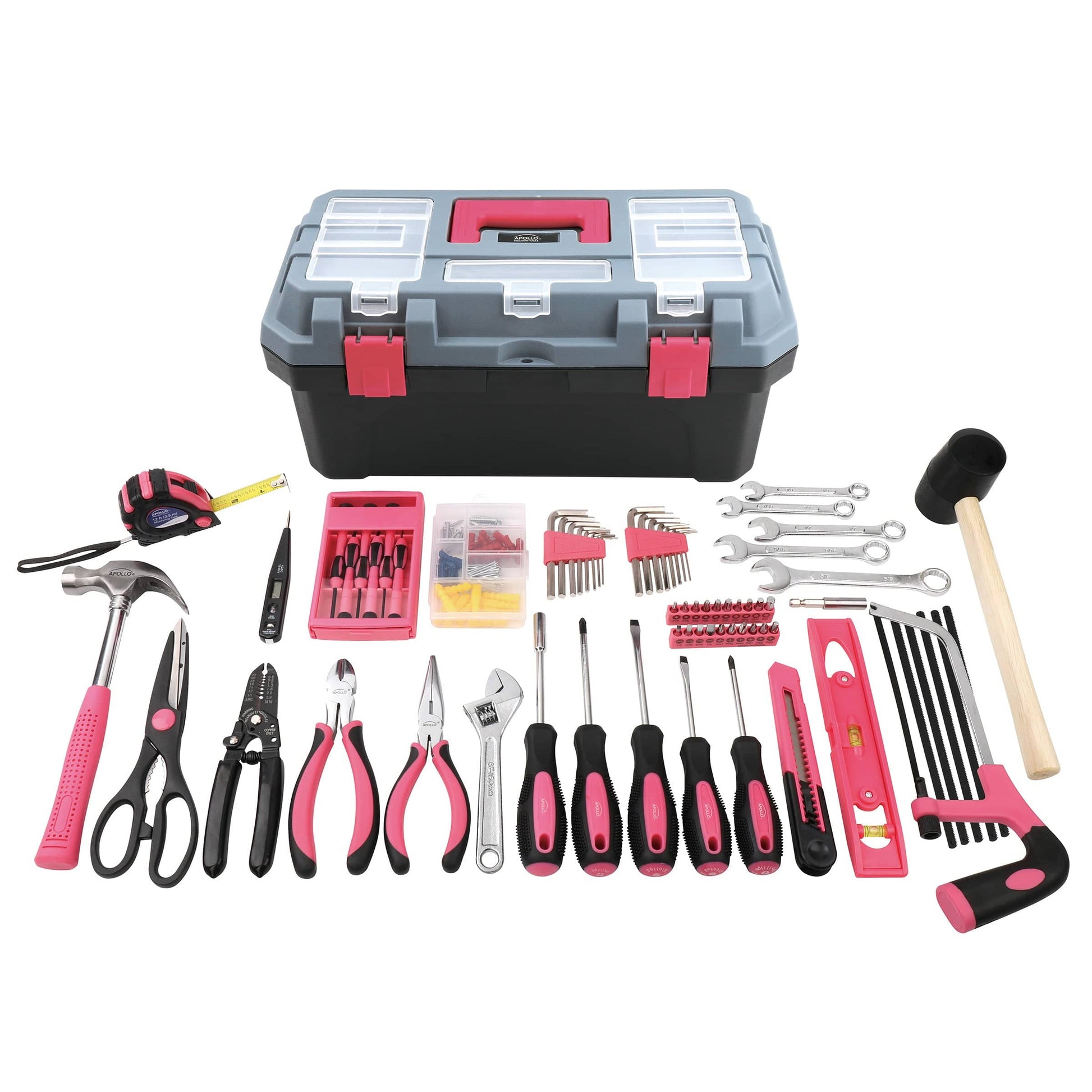 170 pc Household Tool Kit with Tool Box Pink alt 0