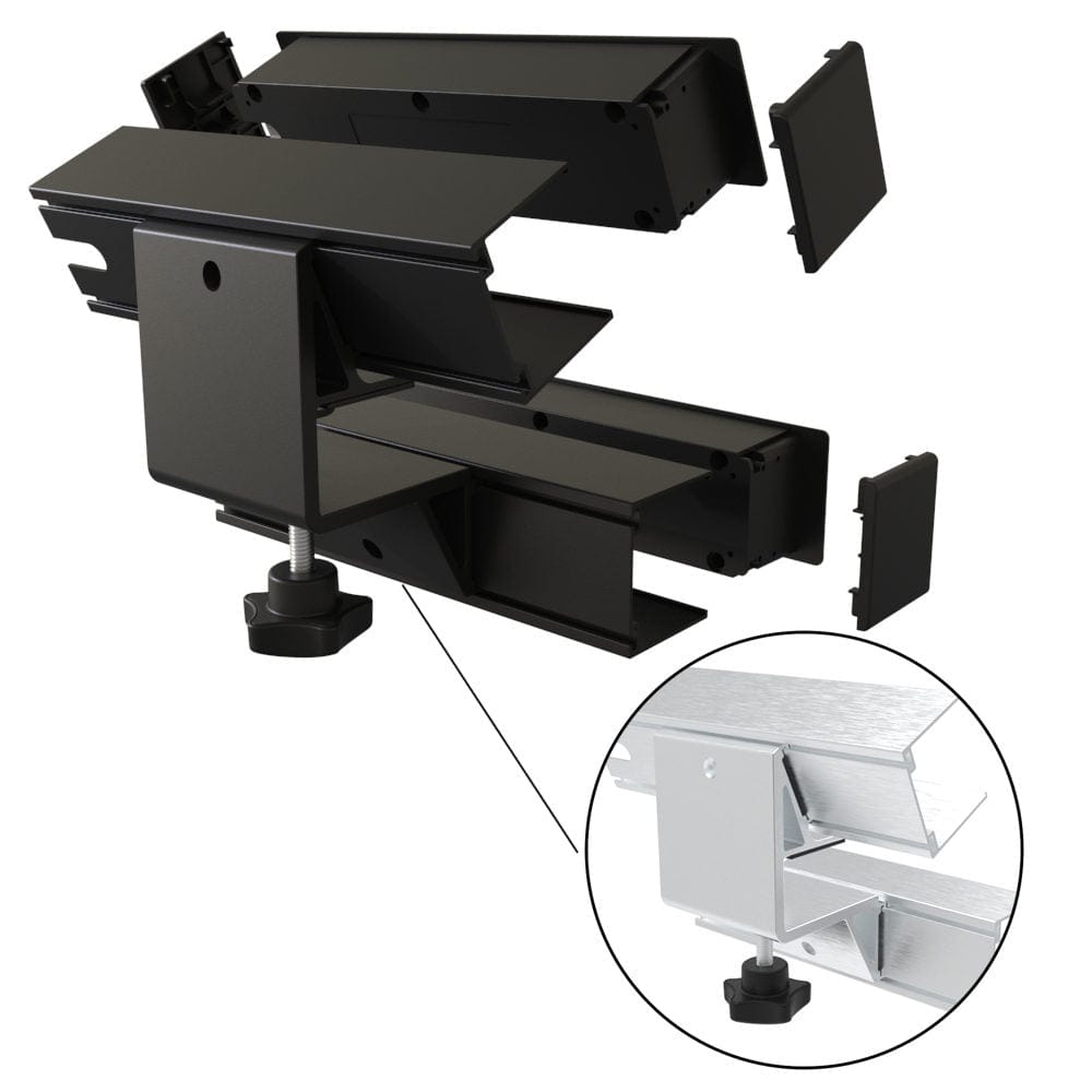 120V Dual Clamp-On Power Bar and USB Power Station Black alt 0