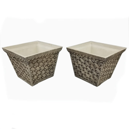 Square Planter Set Medium Washed Sandstone Set of 2 alt 0