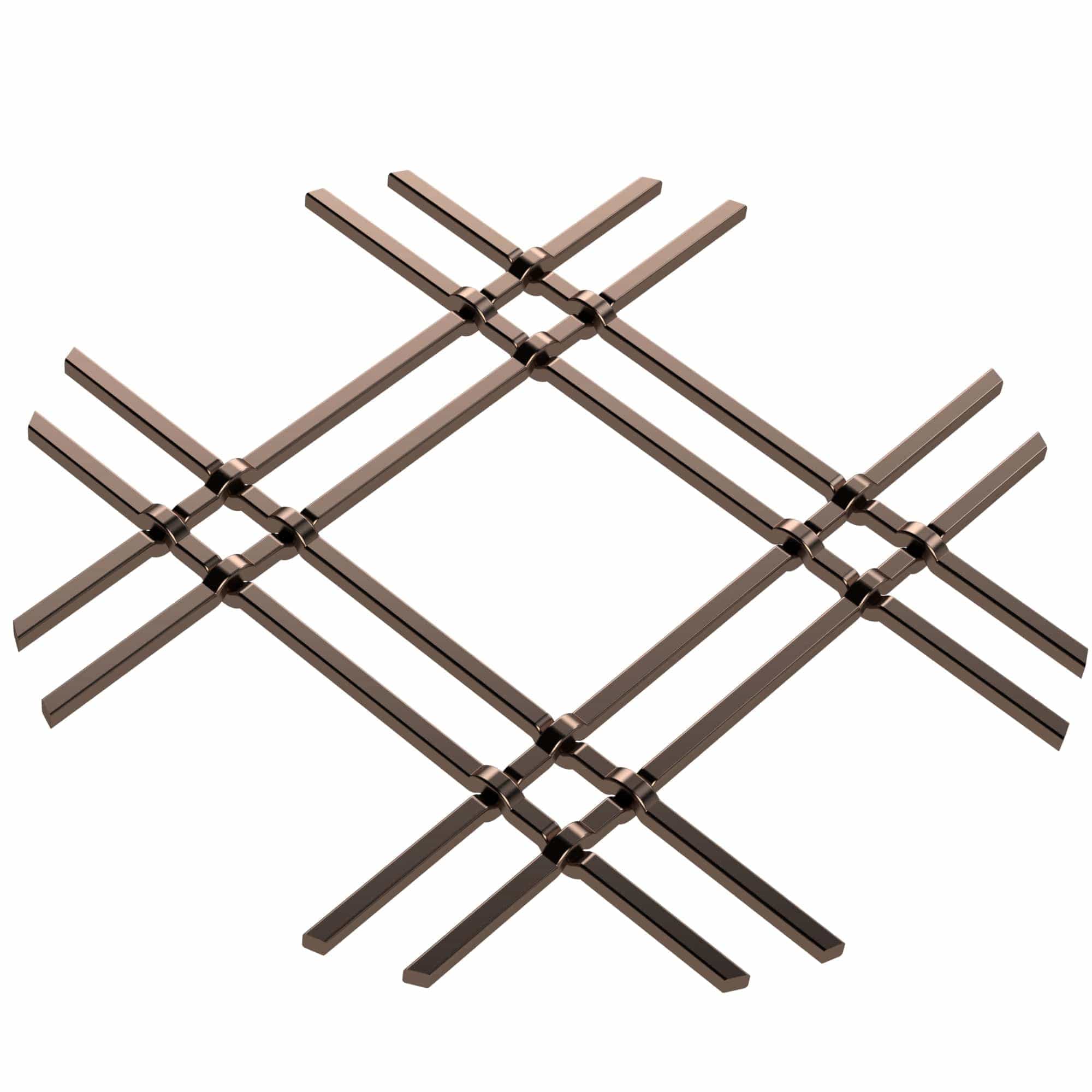 1" Flat Double Diamond Decorative Grille - Antique Brass, 36" W x 24" L Sheet alt 0