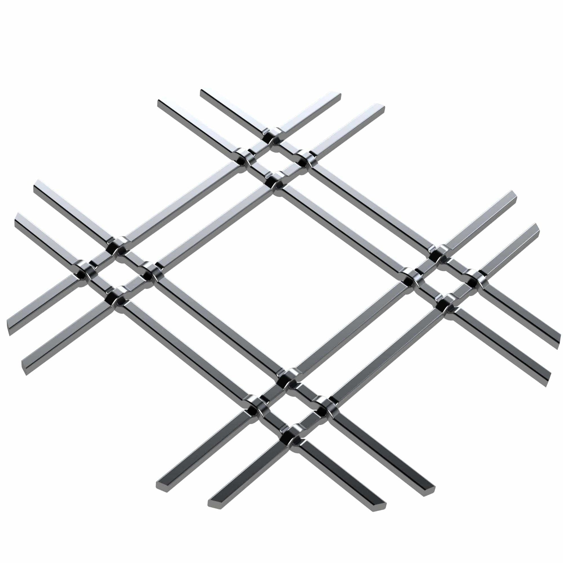 1" Flat Double Diamond Decorative Grille - Satin Nickel, 36" W x 48" L Sheet alt 0