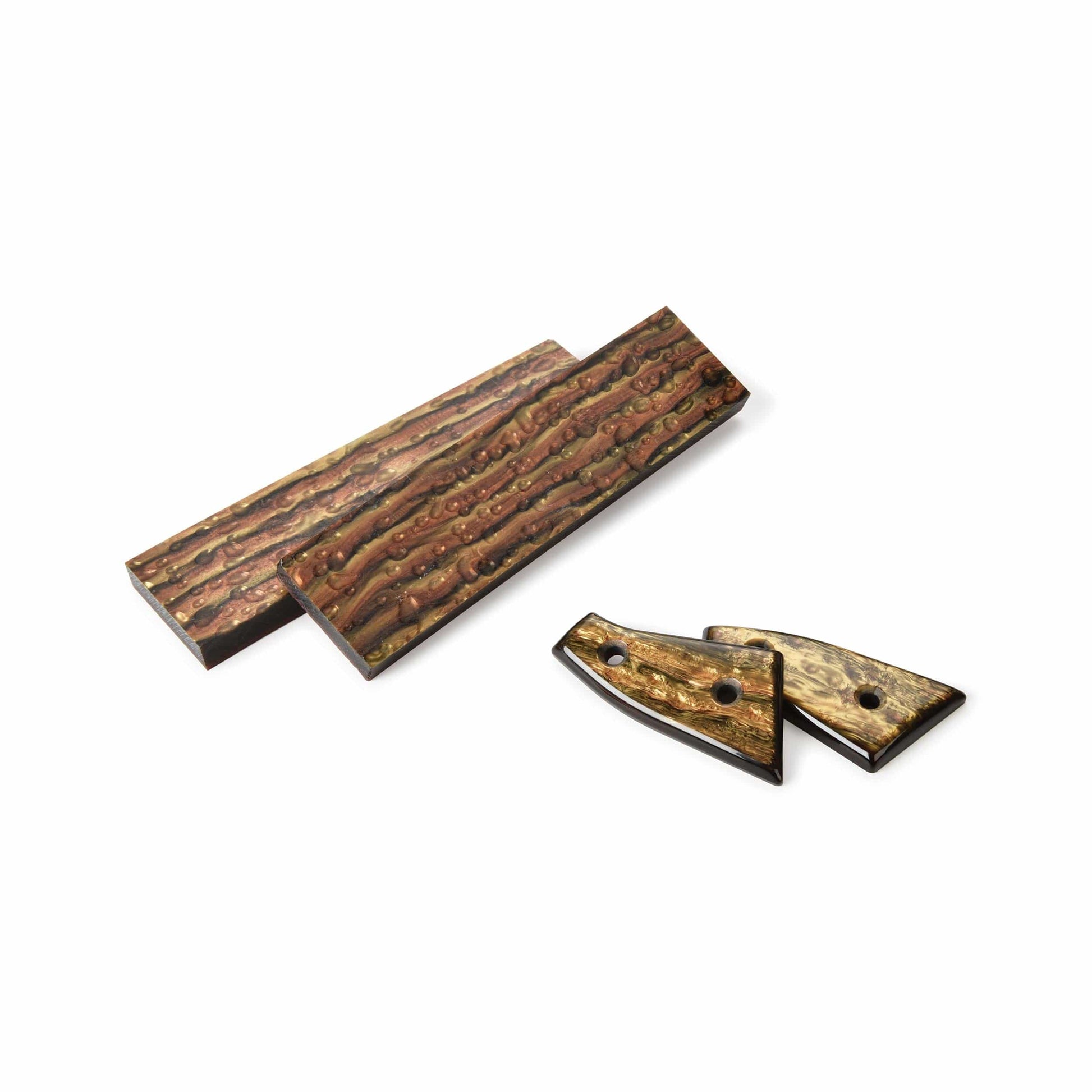 Poly Resin Knife Scales - 15/64" x 2" x 7" - Tigers Eye - Pair alt 0