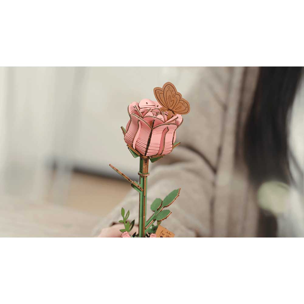 Pink Rose 3D Wood Puzzle Kit