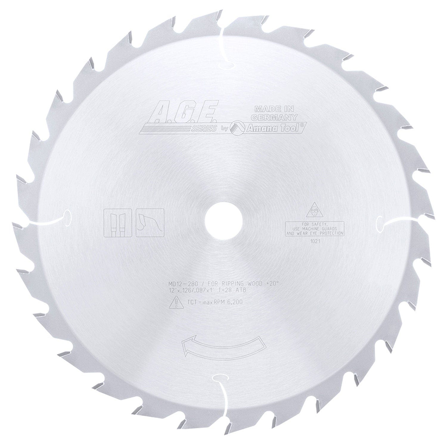 12" x 28T Carbide Tipped, Ripping Standard Blade, 20 Deg., 1" Bore, ATB alt 0