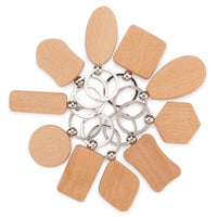 Engravable Mixed Shape Wooden Key Chains - 10 Piece