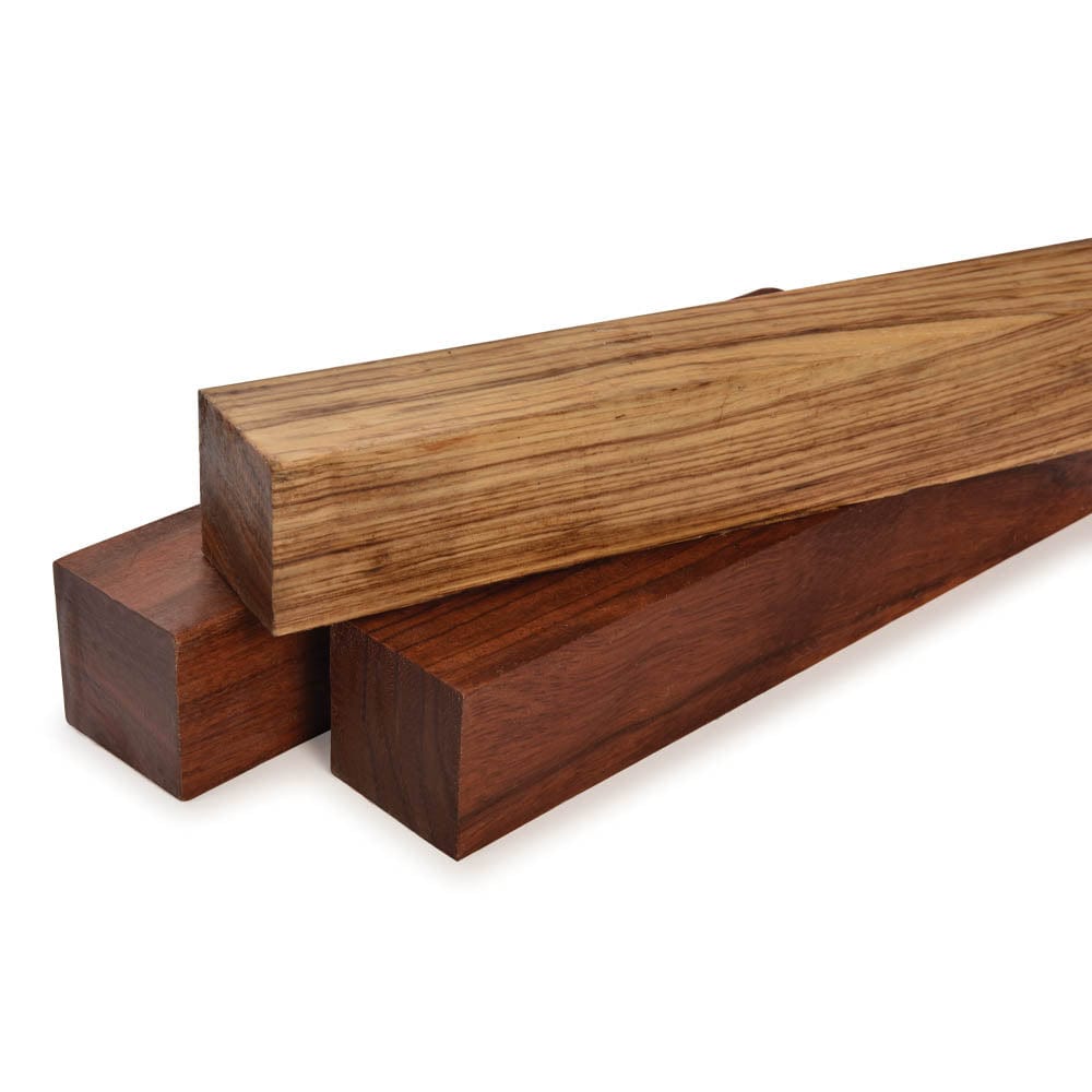 Ebiara, Beli, and Mesquite Turning Stock Assortment - 2" x 2" x 12" - 3 Piece