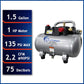 1.5 Gallon 1 HP Quiet Air Compressor