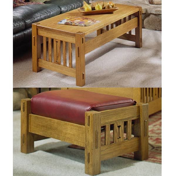 Woodworking Project Paper Plan to Build Arts and Crafts Coffee Table and Ottoman alt 0