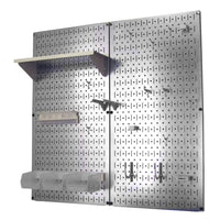 Metal Pegboard Utility Tool Storage Kit - Galvanized Steel Pegboard & White Accessories alt 0