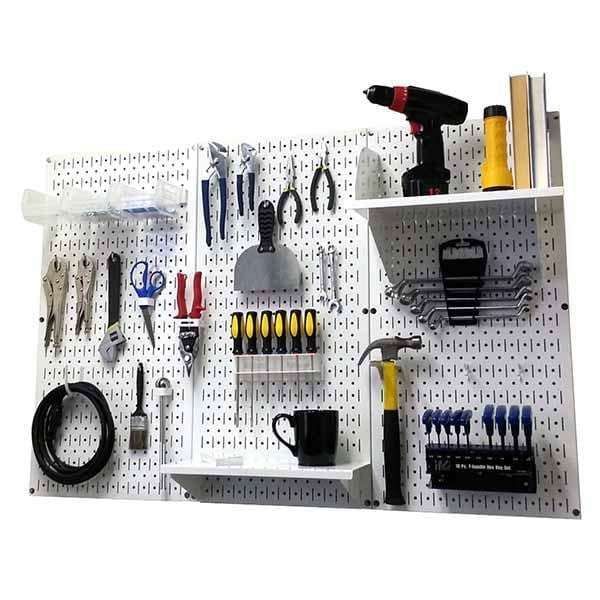 4' Metal Pegboard Standard Tool Storage Kit - White Toolboard & White Accessories alt 0