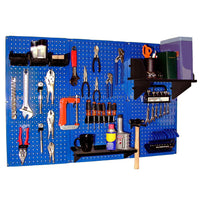 4' Metal Pegboard Standard Tool Storage Kit - Blue Toolboard & Black Accessories alt 0