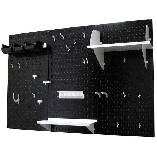 4' Metal Pegboard Standard Tool Storage Kit - Black Toolboard & White Accessories alt 0