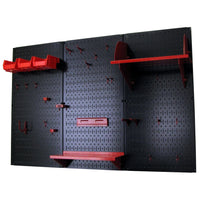 4' Metal Pegboard Standard Tool Storage Kit - Black Toolboard & Red Accessories alt 0