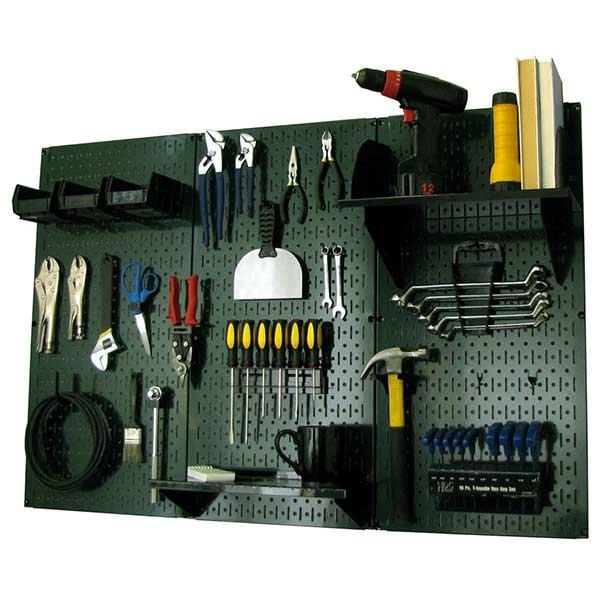 4' Metal Pegboard Standard Tool Storage Kit - Green Toolboard & Black Accessories alt 0