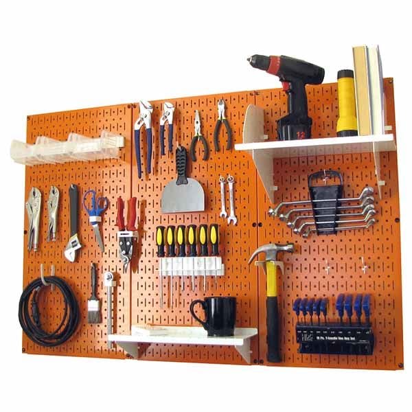 4' Metal Pegboard Standard Tool Storage Kit - Orange Toolboard & White Accessories alt 0