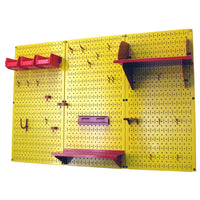 4' Metal Pegboard Standard Tool Storage Kit - Yellow Toolboard & Red Accessories alt 0