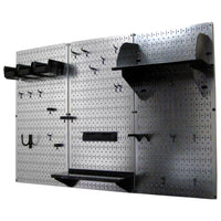 4' Metal Pegboard Standard Tool Storage Kit - Galvanized Metallic Toolboard & Black Accessories alt 0