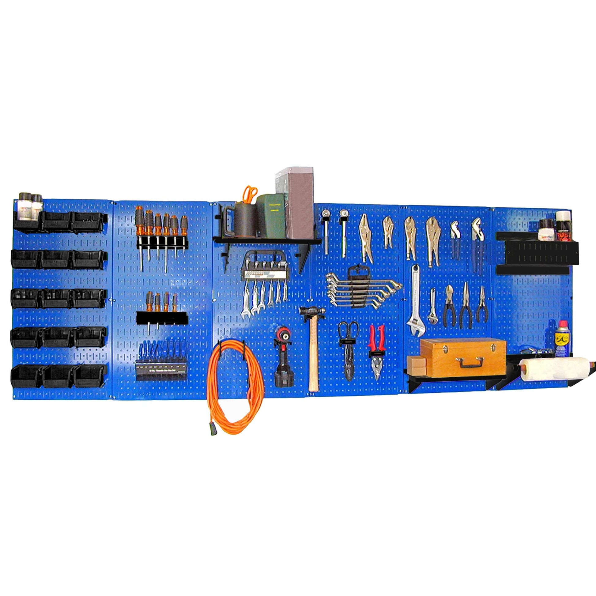 8' Metal Pegboard Master Workbench Kit - Blue Toolboard & Black Accessories alt 0